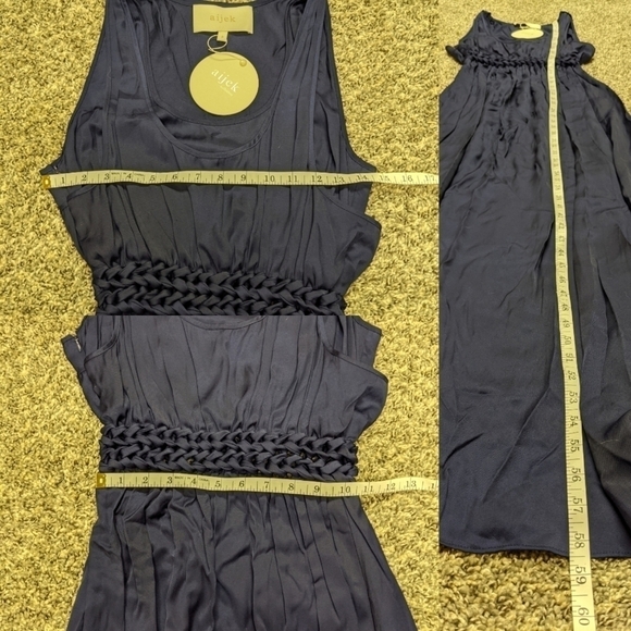 NWT Aijek navy satin maxi dress 10/12 - Picture 7 of 10